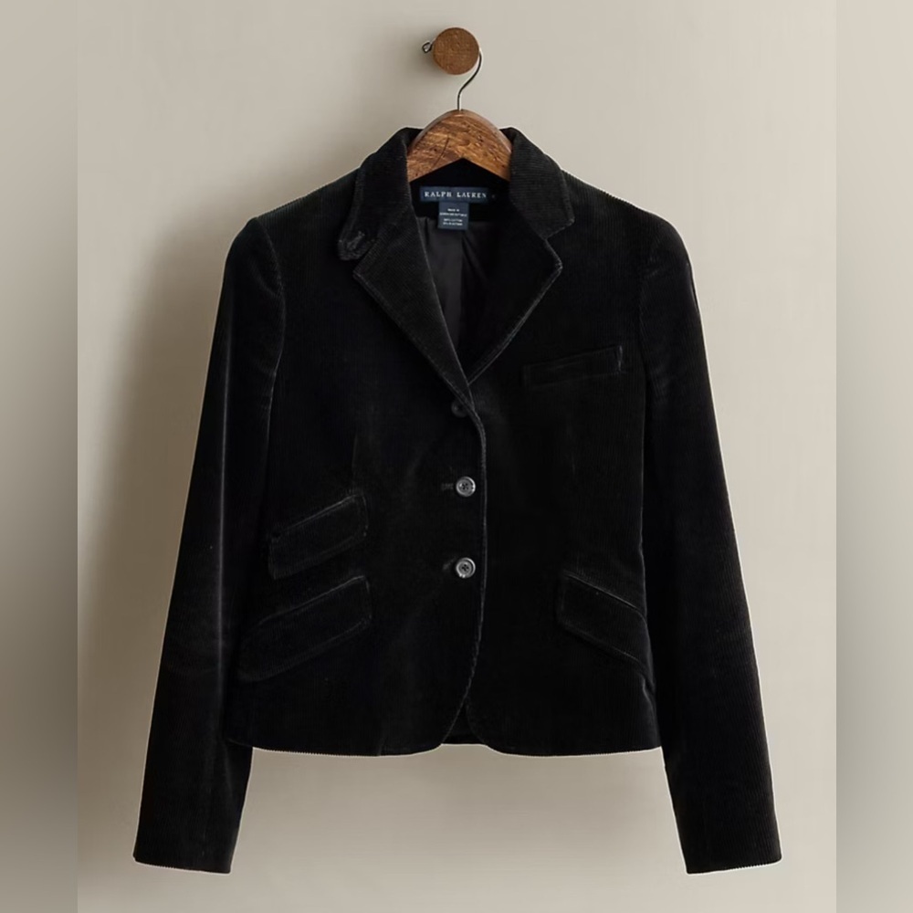 Ralph Lauren Women’s Courduroy Blazer In Dark Green Forest, Size 4